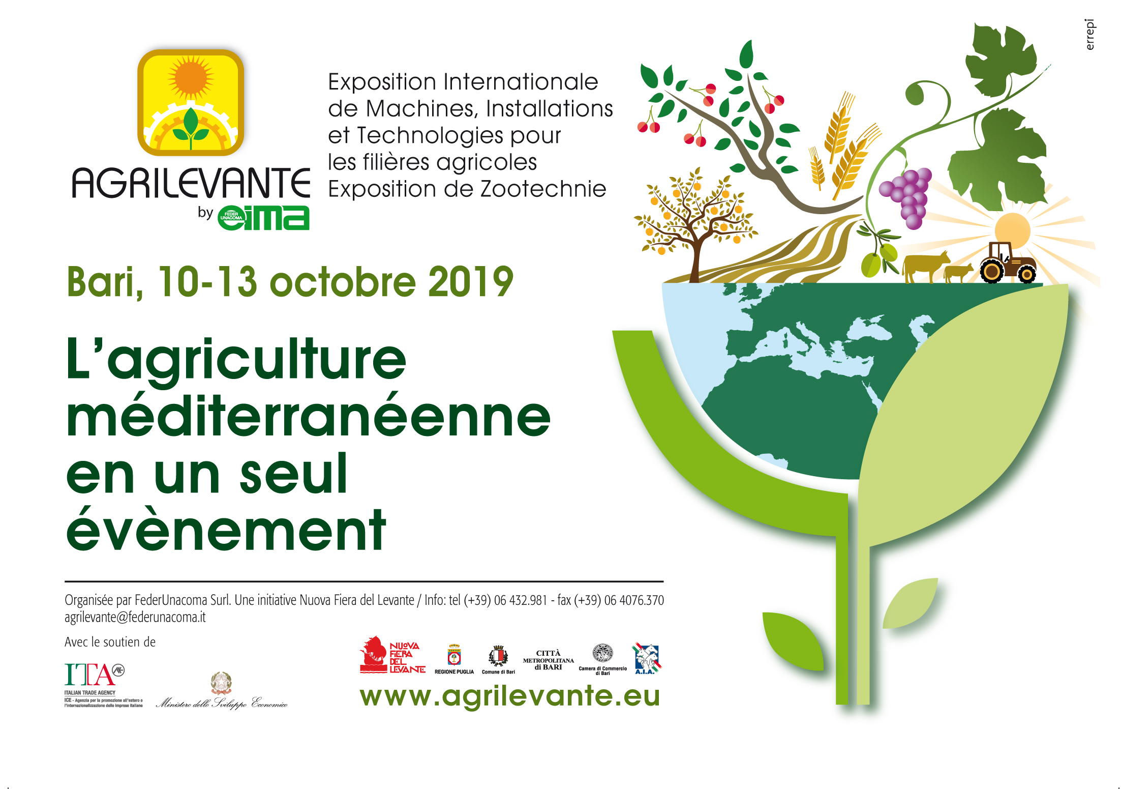 Salon du machinisme AGRILEVANTE: du 10 au 13 octobre 2019, Bari (Italie)